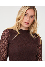 L/S LACE TOP - CACAO