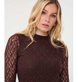 L/S LACE TOP - CACAO