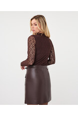 L/S LACE TOP - CACAO