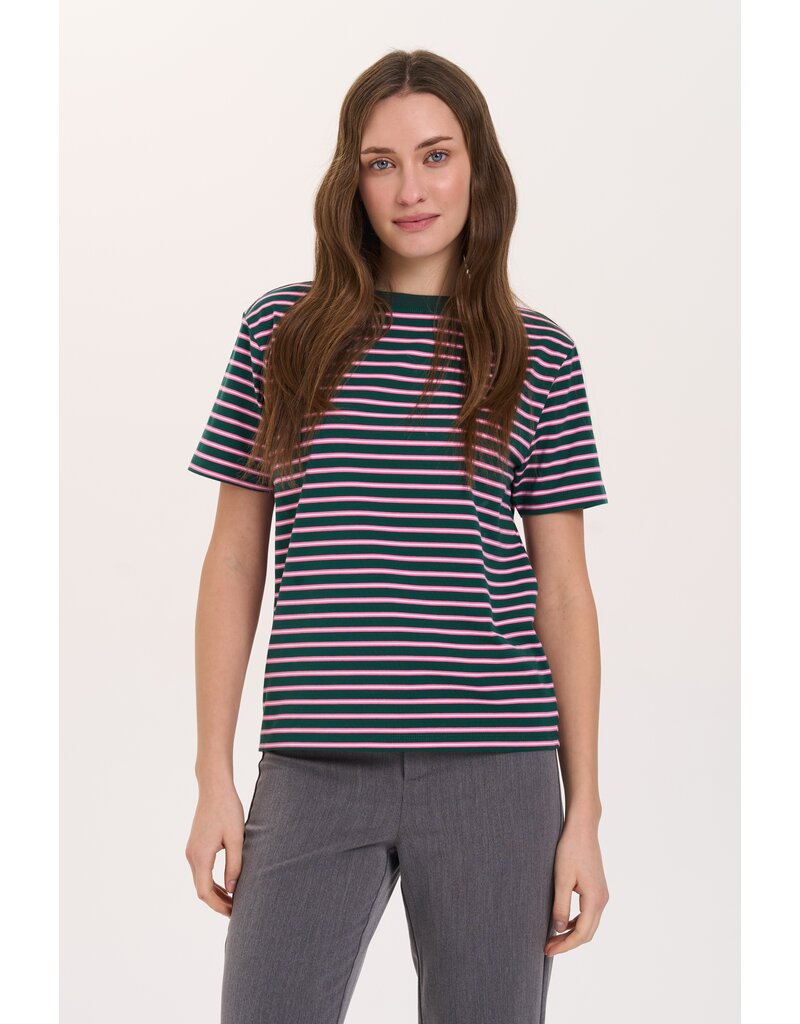 24COLOURS STRIPED TEE - GREEN & PINK