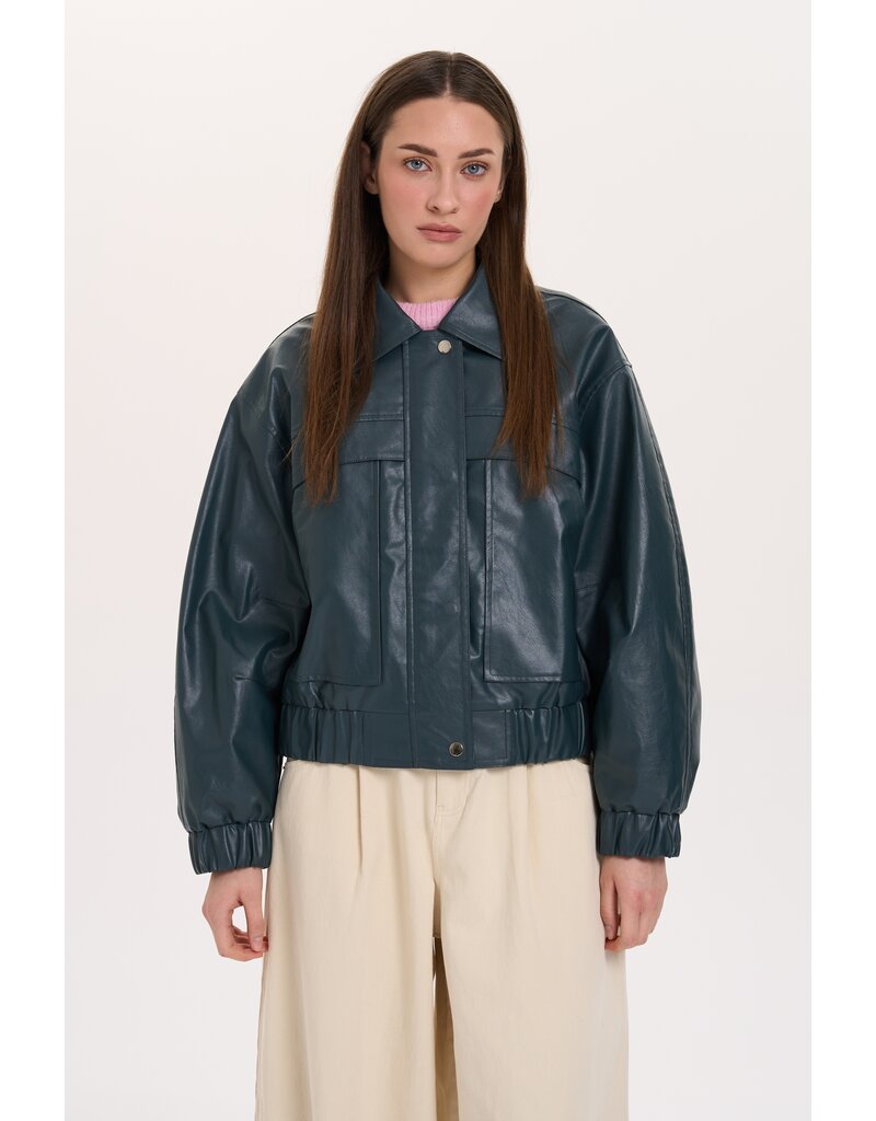 24COLOURS FAUX LEATHER JACKET - GREEN