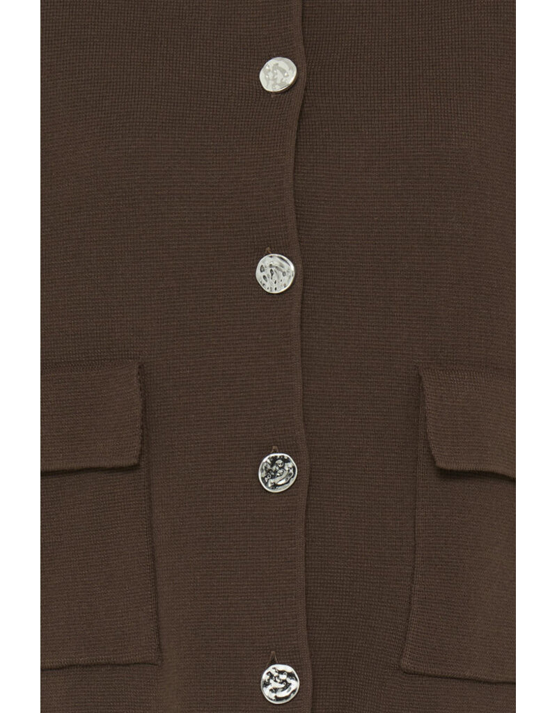 RITA COTTON BLEND CARDIGAN - HOT FUDGE