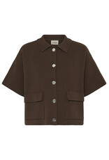 RITA COTTON BLEND CARDIGAN - HOT FUDGE