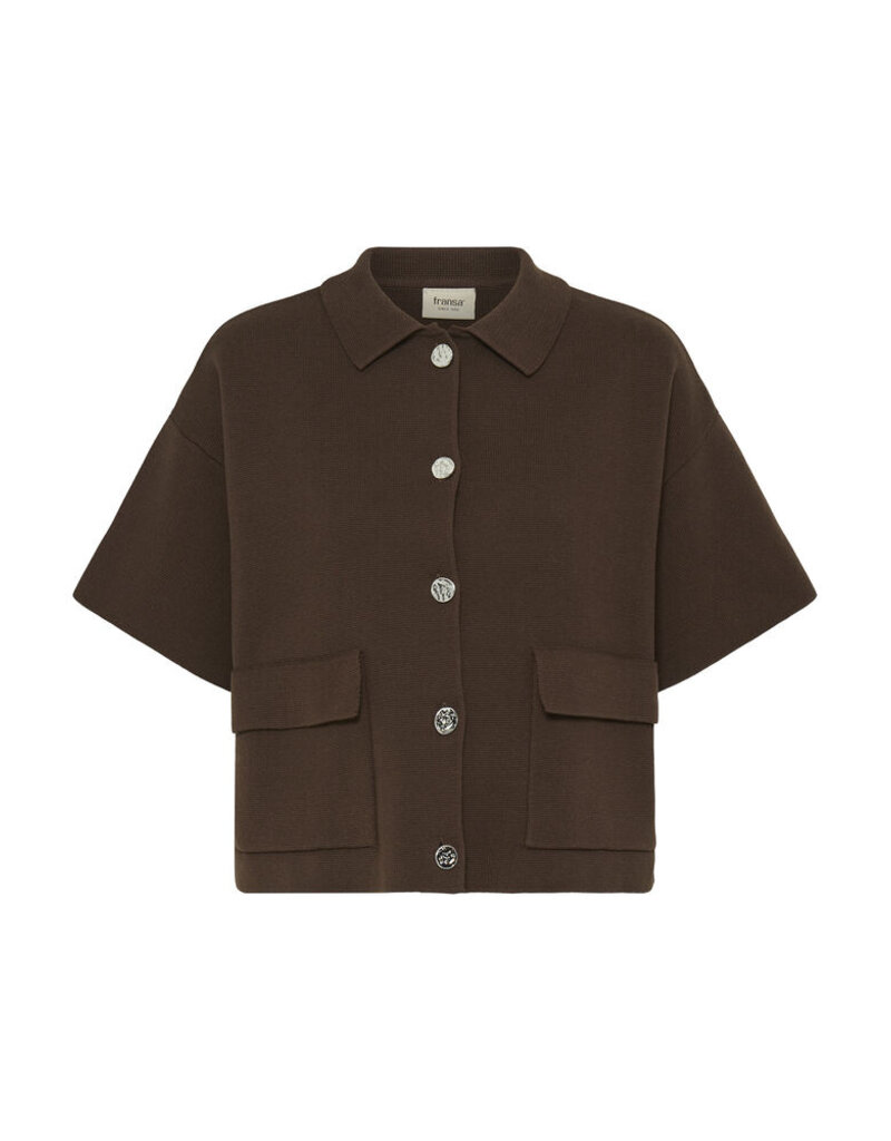 RITA COTTON BLEND CARDIGAN - HOT FUDGE