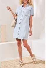 TRIBAL DENIM SHIRT DRESS W/POCKETS