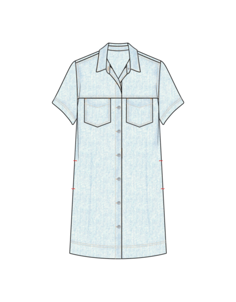 TRIBAL DENIM SHIRT DRESS W/POCKETS-BONDIBEACH