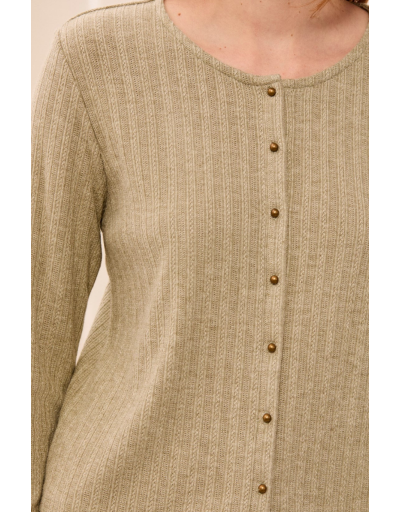 TRIBAL L/S CREW NECK CARDI - ALOE