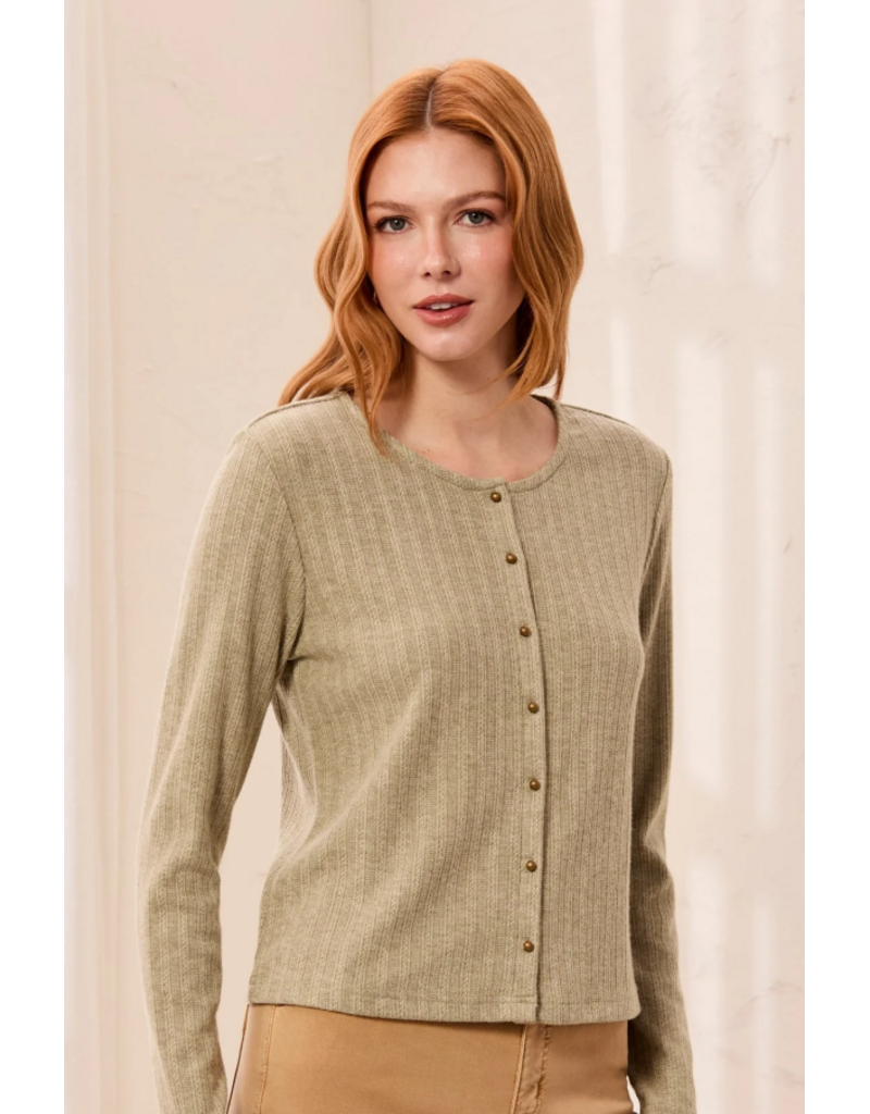 TRIBAL L/S CREW NECK CARDI - ALOE