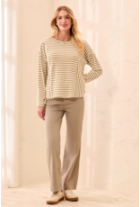 TRIBAL L/S CREW NECK TOP W/INSERTS - ALOE