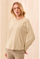 TRIBAL L/S CREW NECK TOP W/INSERTS - ALOE