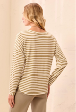 TRIBAL L/S CREW NECK TOP W/INSERTS - ALOE