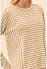 TRIBAL L/S CREW NECK TOP W/INSERTS - ALOE