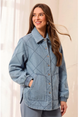 TRIBAL DENIM QUILTED COTTON JACKET - SKYLIGHT