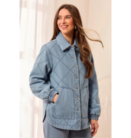 TRIBAL DENIM QUILTED COTTON JACKET - SKYLIGHT