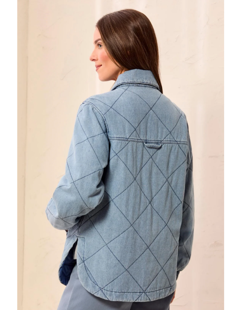 TRIBAL DENIM QUILTED COTTON JACKET - SKYLIGHT
