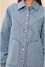 TRIBAL DENIM QUILTED COTTON JACKET - SKYLIGHT