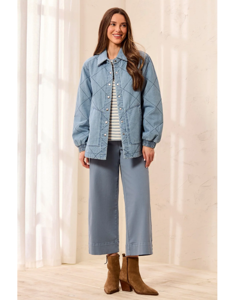 TRIBAL DENIM QUILTED COTTON JACKET - SKYLIGHT