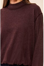 TRIBAL GARMENT DYE BUBBLE SWEATSHIRT W/ RIB - COTTON BLEND