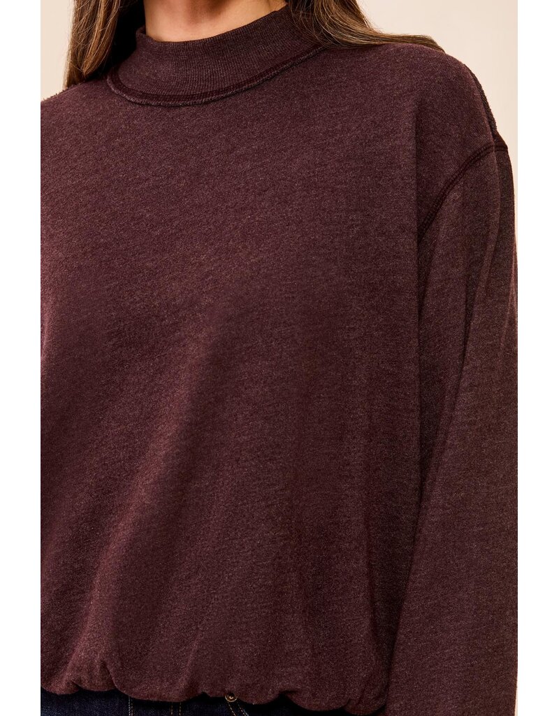 TRIBAL GARMENT DYE BUBBLE SWEATSHIRT W/ RIB - COTTON BLEND