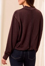 TRIBAL GARMENT DYE BUBBLE SWEATSHIRT W/ RIB - COTTON BLEND
