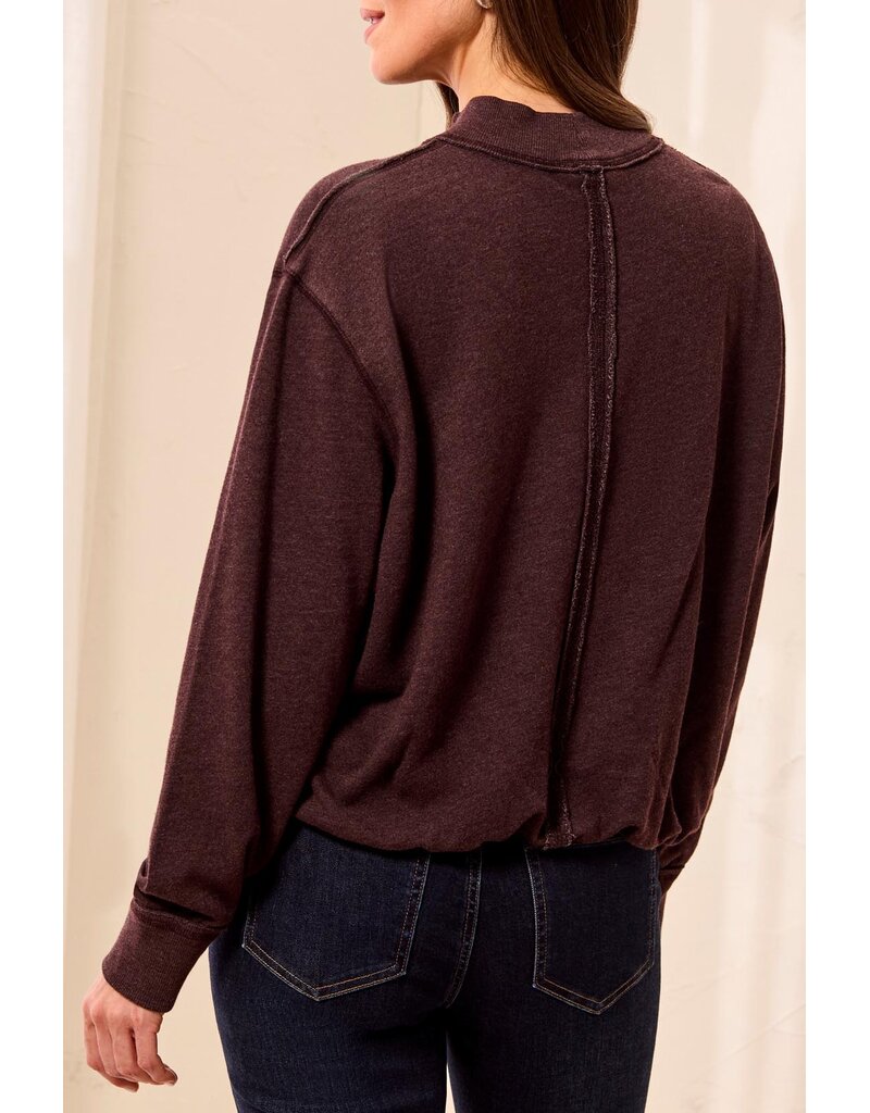 TRIBAL GARMENT DYE BUBBLE SWEATSHIRT W/ RIB - COTTON BLEND