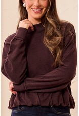 TRIBAL GARMENT DYE BUBBLE SWEATSHIRT W/ RIB - COTTON BLEND