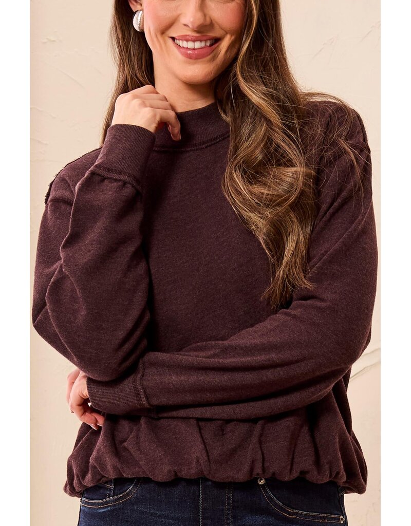 TRIBAL GARMENT DYE BUBBLE SWEATSHIRT W/ RIB - COTTON BLEND