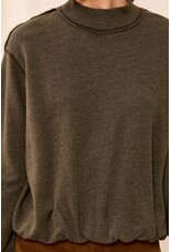 TRIBAL GARMENT DYE BUBBLE SWEATSHIRT W/ RIB - COTTON BLEND