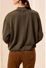 TRIBAL GARMENT DYE BUBBLE SWEATSHIRT W/ RIB - COTTON BLEND