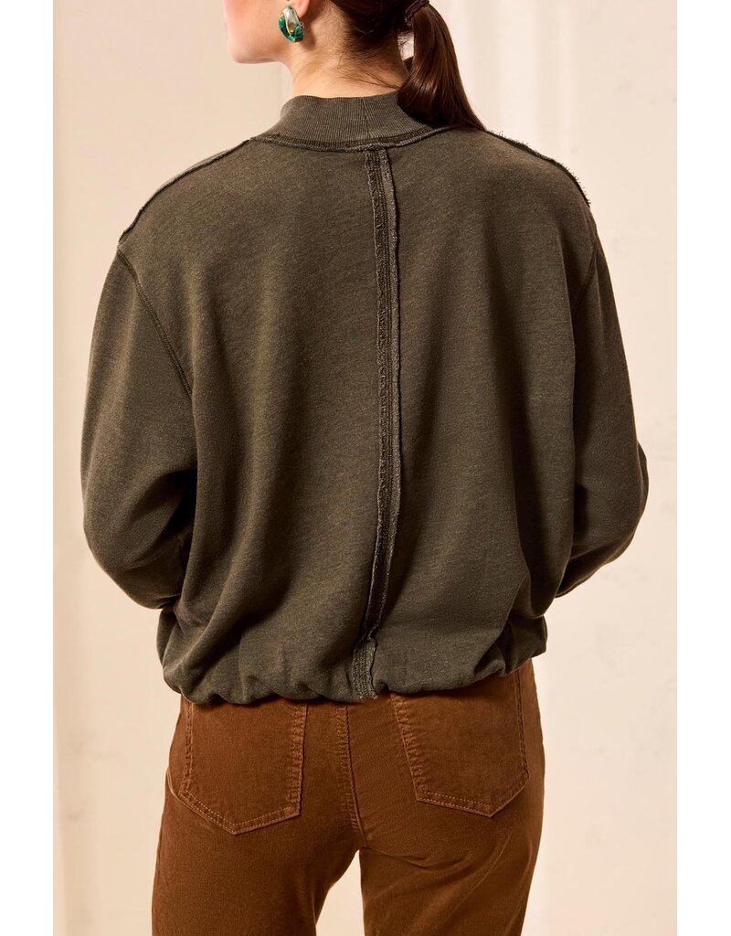 TRIBAL GARMENT DYE BUBBLE SWEATSHIRT W/ RIB - COTTON BLEND