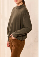 TRIBAL GARMENT DYE BUBBLE SWEATSHIRT W/ RIB - COTTON BLEND