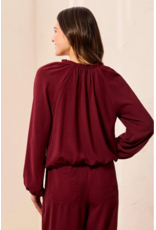 TRIBAL RAGLAN SLV BLOUSE W/ FRONT KNOT - CHERRY LACQUER
