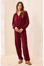 TRIBAL RAGLAN SLV BLOUSE W/ FRONT KNOT - CHERRY LACQUER