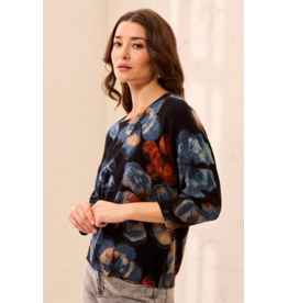 TRIBAL SOFT YARN THREE-QUARTER SLEEVE CREWNECK SWEATER - MAPLE