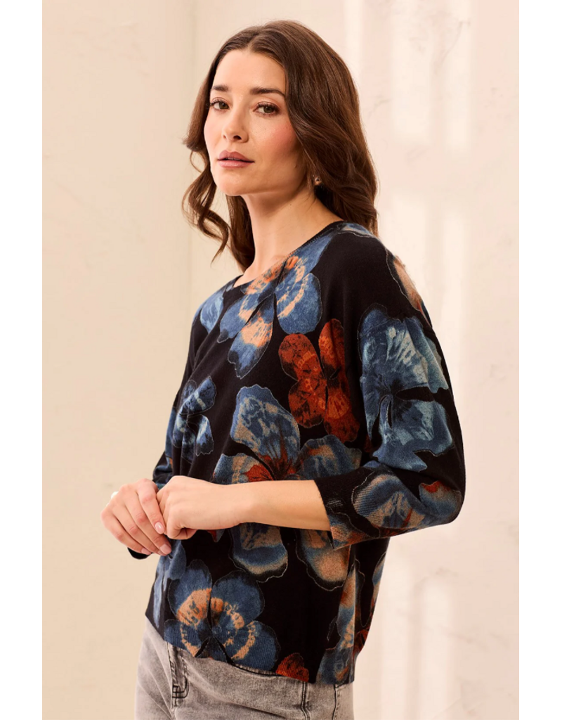 TRIBAL SOFT YARN THREE-QUARTER SLEEVE CREWNECK SWEATER - MAPLE