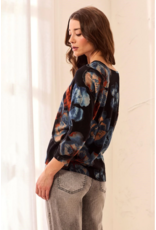TRIBAL SOFT YARN THREE-QUARTER SLEEVE CREWNECK SWEATER - MAPLE