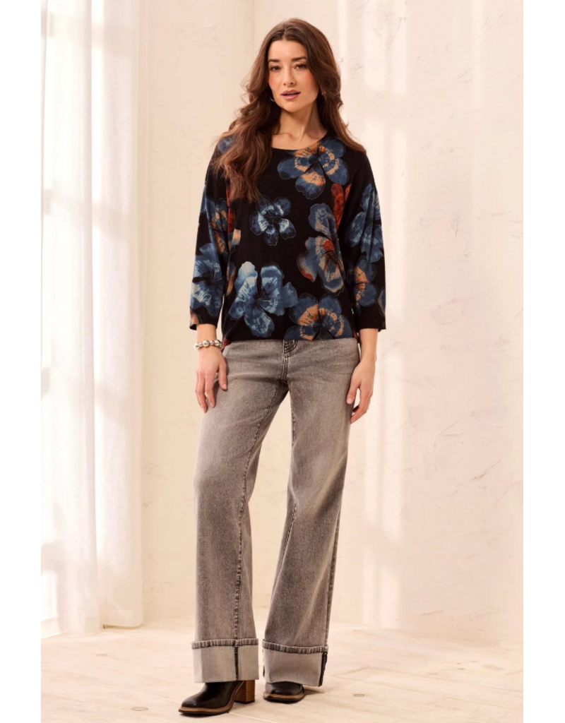 TRIBAL SOFT YARN THREE-QUARTER SLEEVE CREWNECK SWEATER - MAPLE