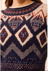TRIBAL L/S MOCK NK SWEATER - SAPPHIRE