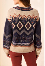 TRIBAL L/S MOCK NK SWEATER - SAPPHIRE