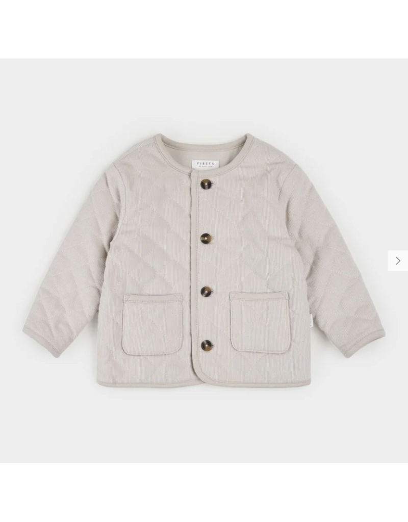 PETIT LEM CREME CORDUROY QUILTED CARDIGAN