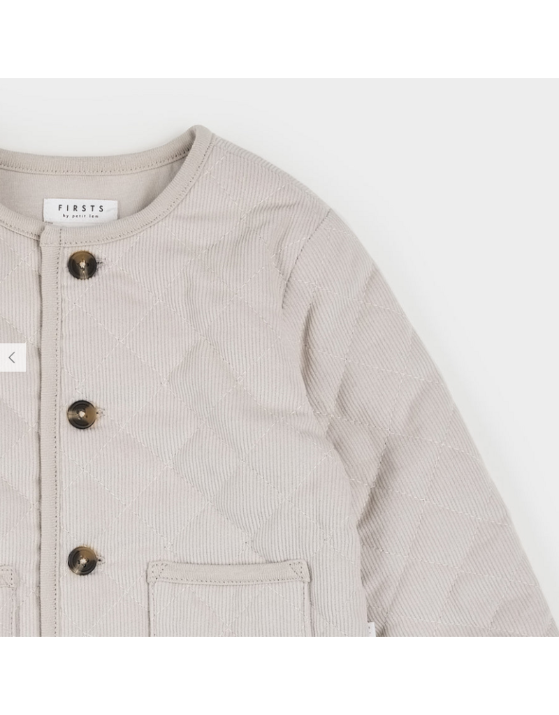 PETIT LEM CREME CORDUROY QUILTED CARDIGAN