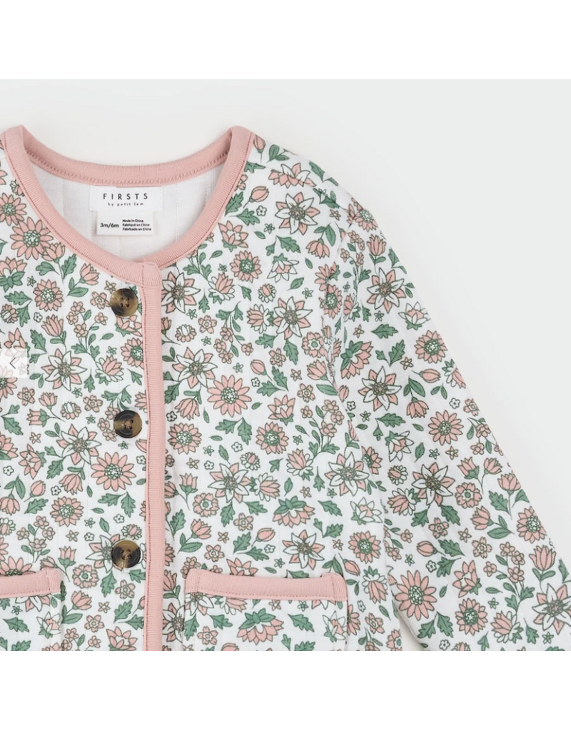 PETIT LEM FLORAL QUILTED CARDIGAN