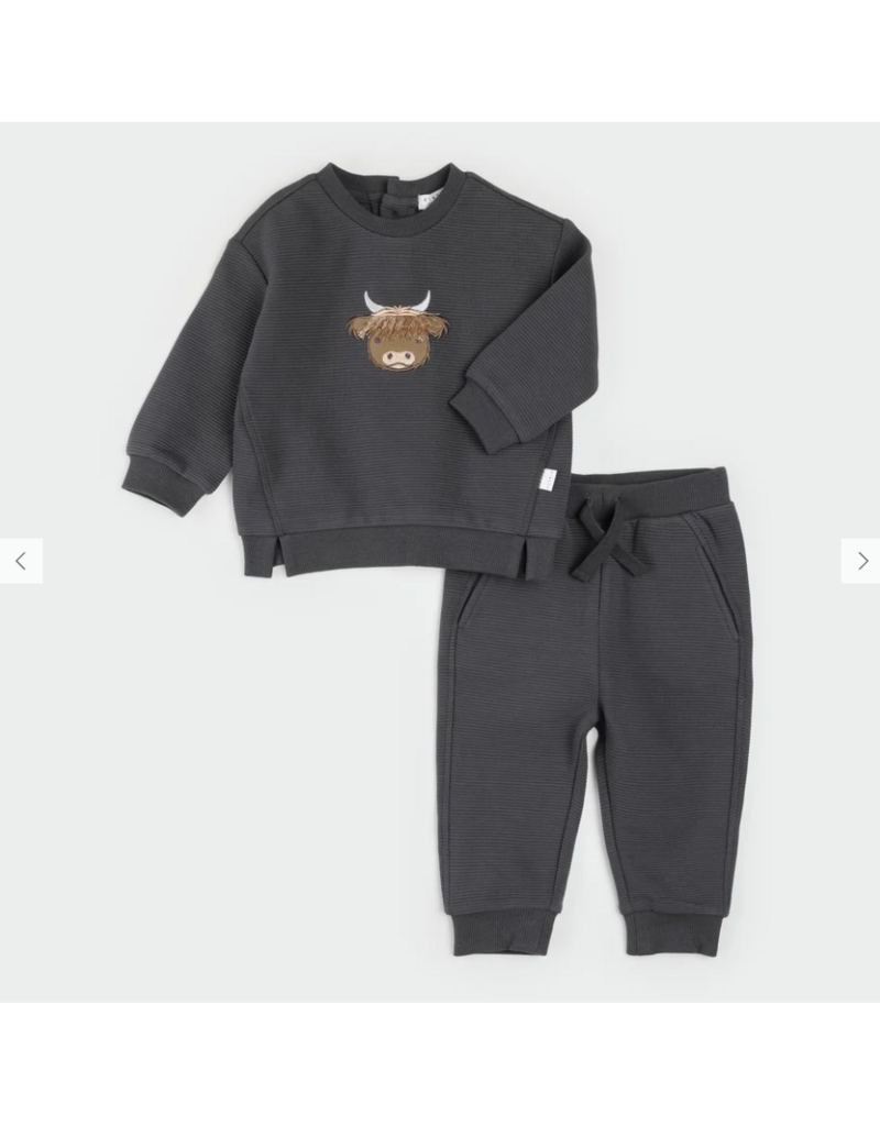 PETIT LEM 2PC SWEATSHIRT & PANT - HIGHLAND COW