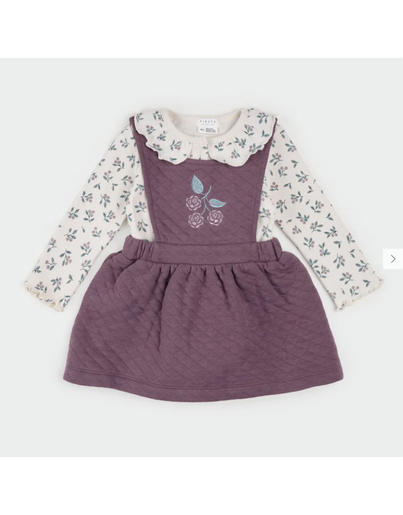 PETIT LEM 2PC QUILTED OVERALL DRESS SET