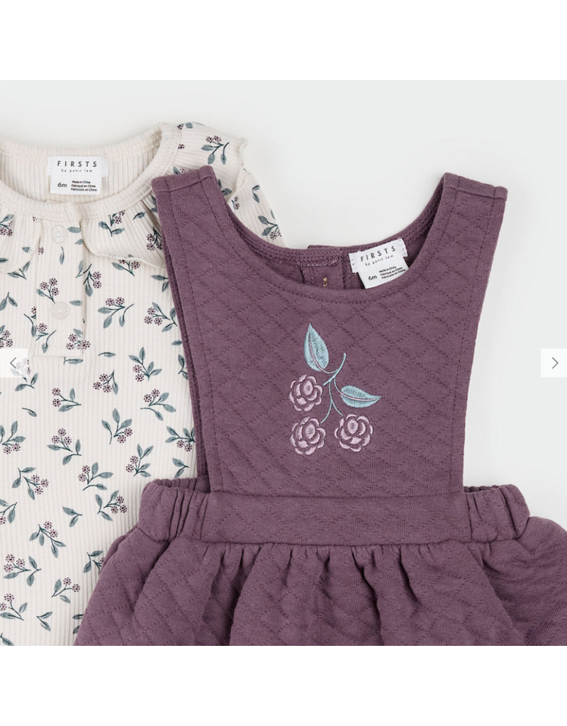 PETIT LEM 2PC QUILTED OVERALL DRESS SET