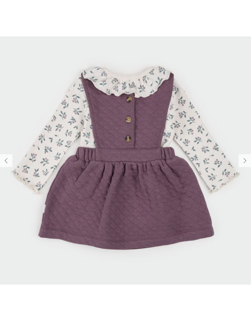PETIT LEM 2PC QUILTED OVERALL DRESS SET