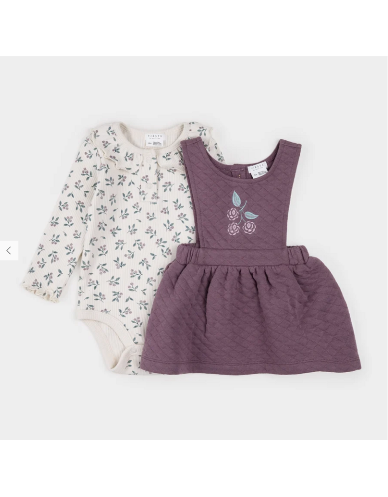 PETIT LEM 2PC QUILTED OVERALL DRESS SET