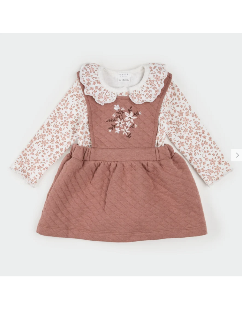 PETIT LEM 2PC QUILTED OVERALL DRESS SET