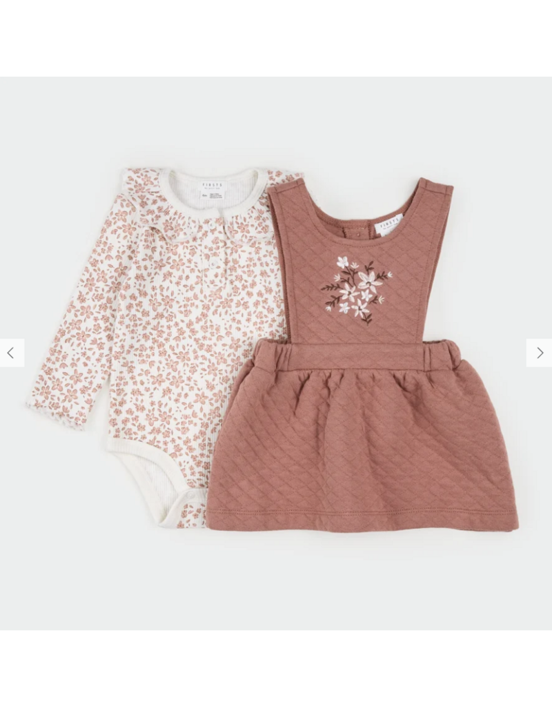 PETIT LEM 2PC QUILTED OVERALL DRESS SET
