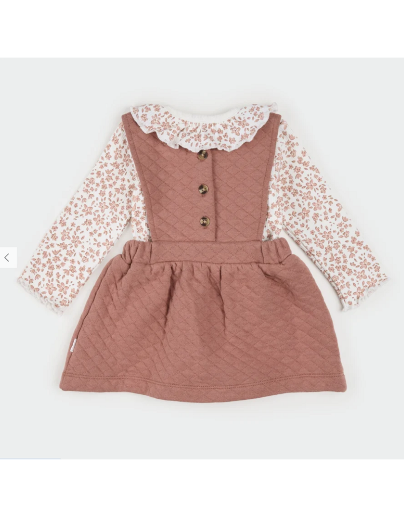 PETIT LEM 2PC QUILTED OVERALL DRESS SET